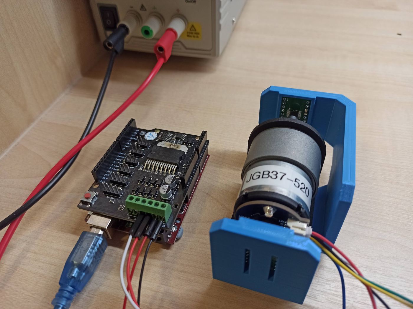 Motor and driver electronics on the bench