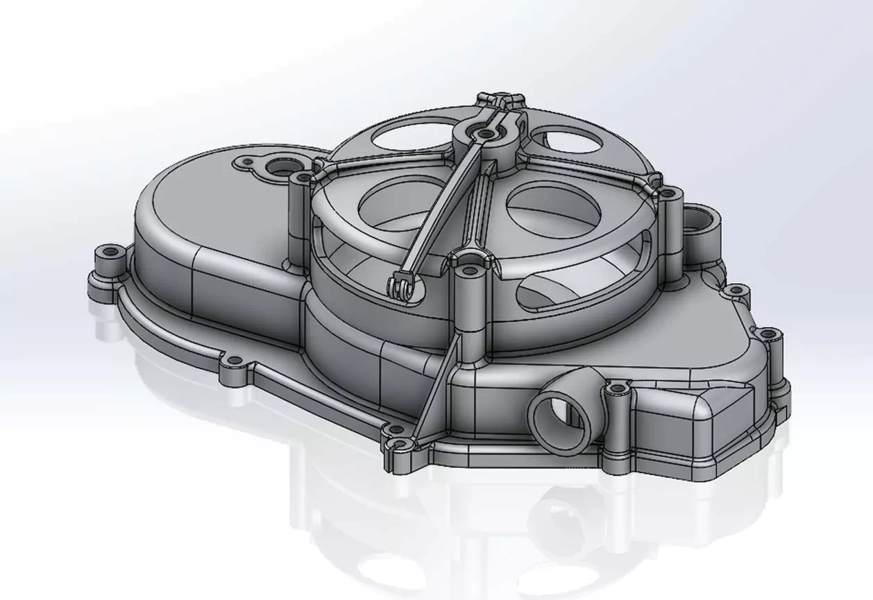 CAD render of a recreated motorcycle clutch cover